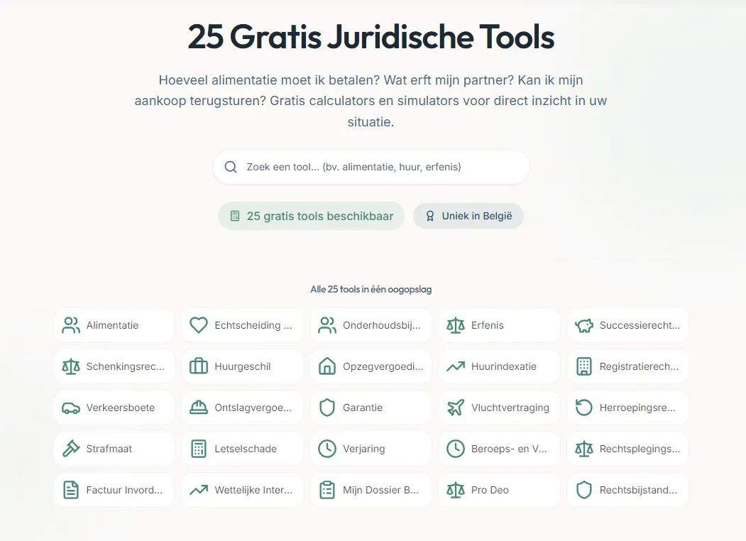 Overzicht van alle juridische tools op tablet